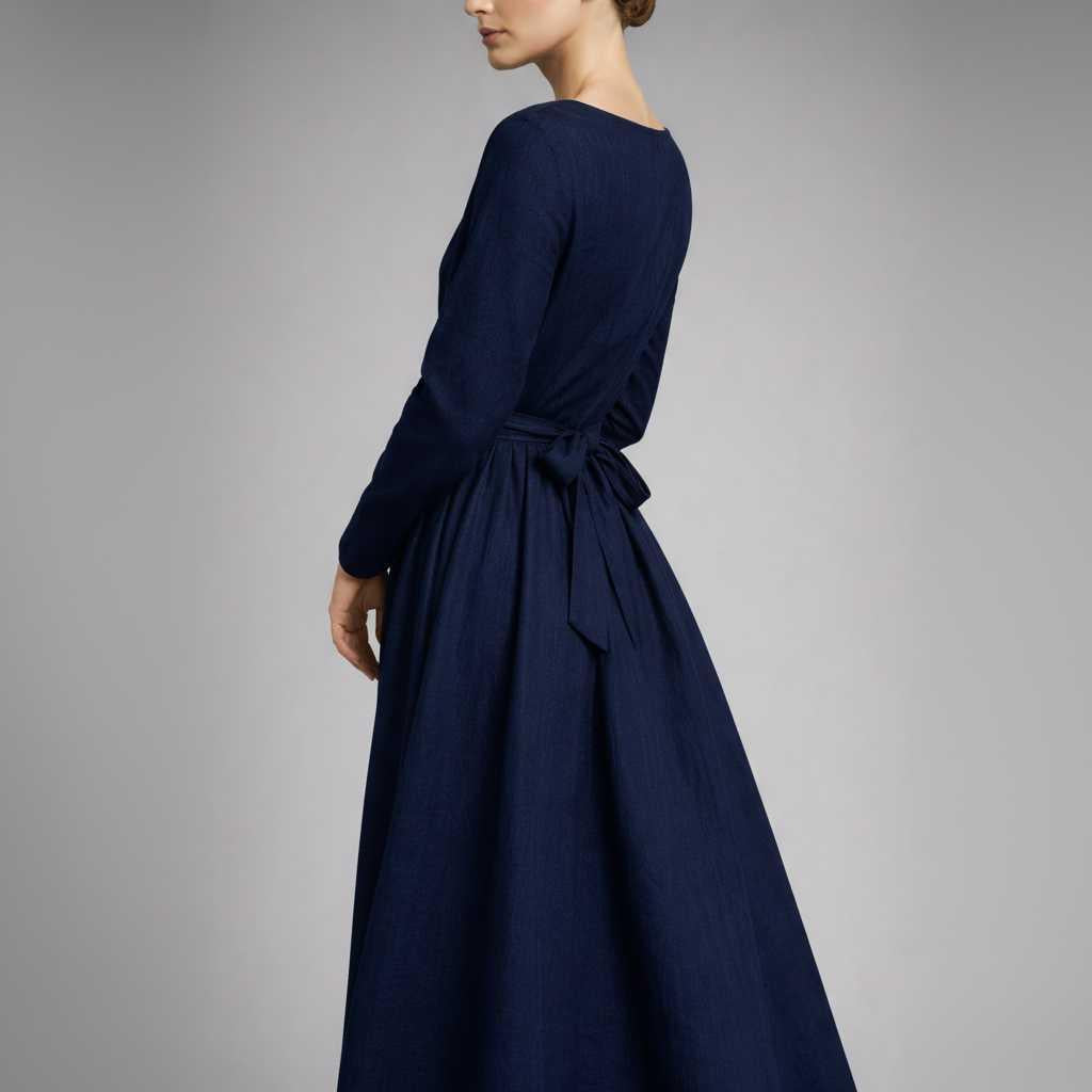 Airy Linen Maxi Dress with Wrap Detail — view 3