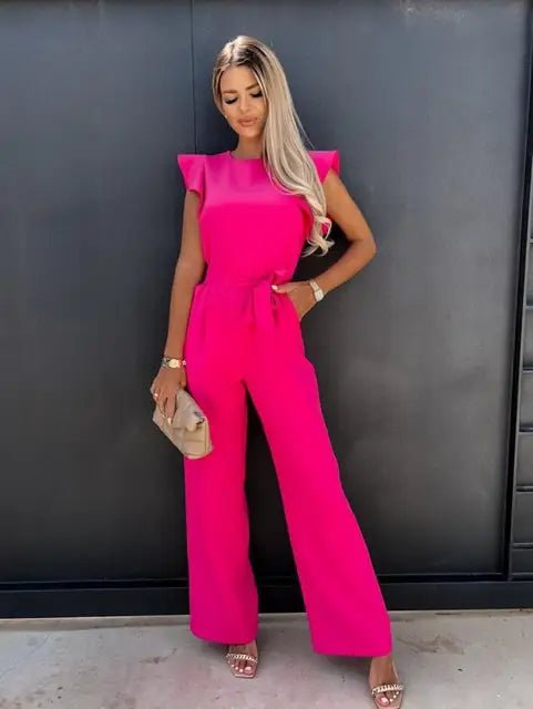 Belted Jumpsuit with Ruffle Sleeves — view 11