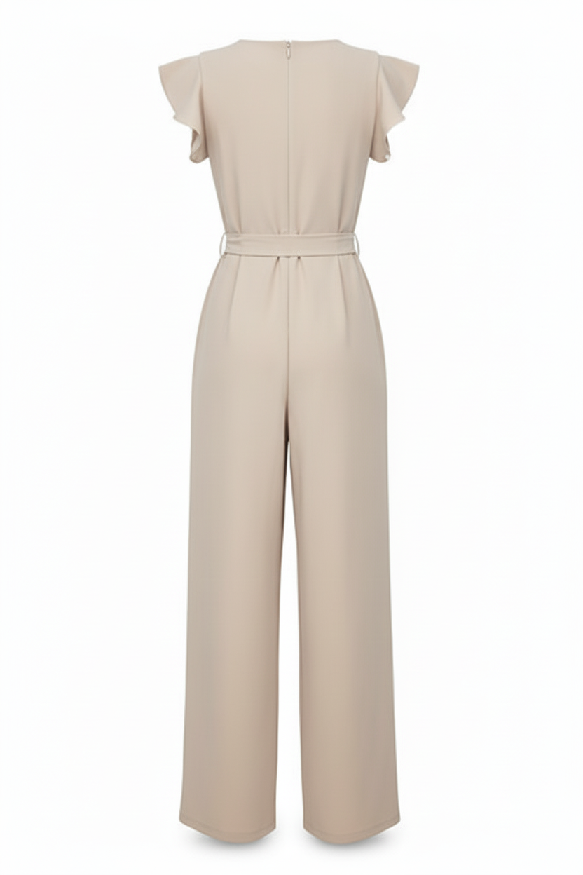 Belted Jumpsuit with Ruffle Sleeves — view 3