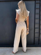 Belted Jumpsuit with Ruffle Sleeves — view 5