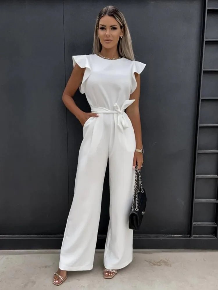 Belted Jumpsuit with Ruffle Sleeves — view 7