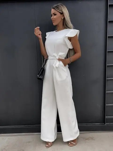 Belted Jumpsuit with Ruffle Sleeves — view 8