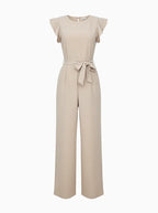 Belted Jumpsuit with Ruffle Sleeves