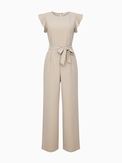Belted Jumpsuit with Ruffle Sleeves