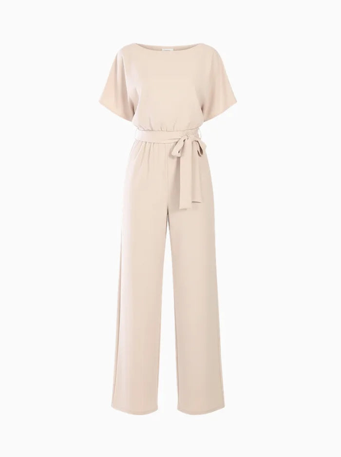 Cinched-Waist Wide-Leg Jumpsuit