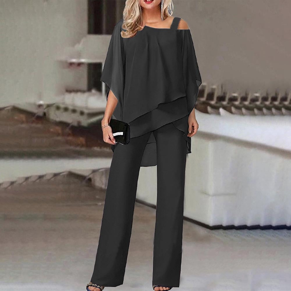 Cold-Shoulder Layered Jumpsuit Ensemble — view 6