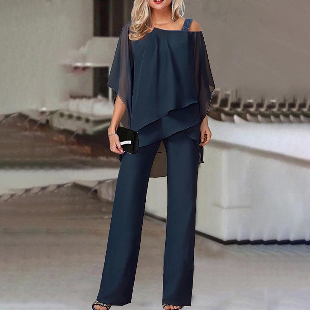 Cold-Shoulder Layered Jumpsuit Ensemble — view 8