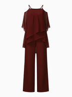 Cold-Shoulder Layered Jumpsuit Ensemble