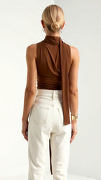 Cowl-Neck Tank with Scarf Drape — view 3