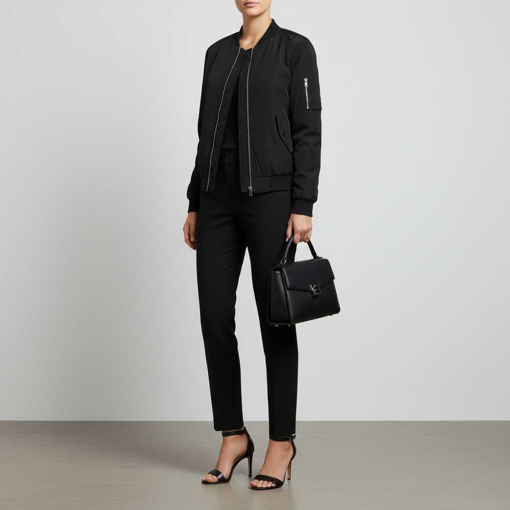 Cropped Zip-Up Bomber Jacket — view 2