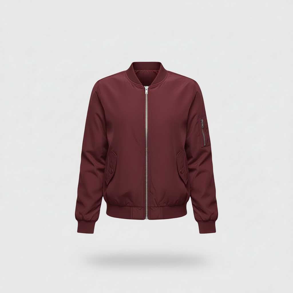 Cropped Zip-Up Bomber Jacket — view 5