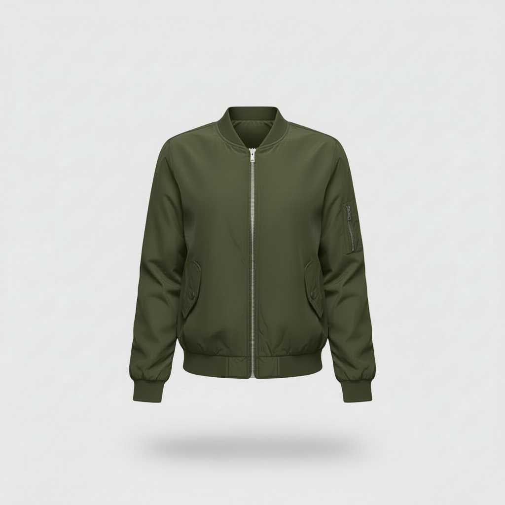 Cropped Zip-Up Bomber Jacket — view 6