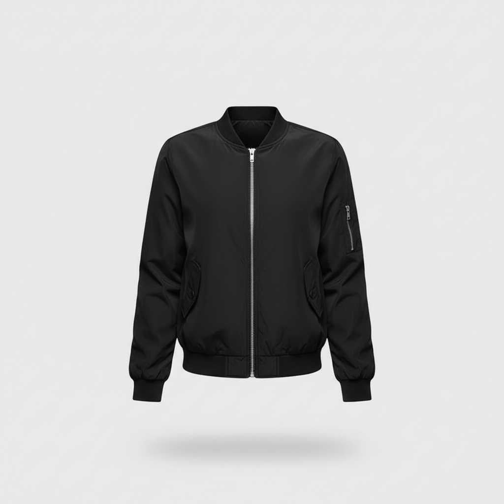 Cropped Zip-Up Bomber Jacket