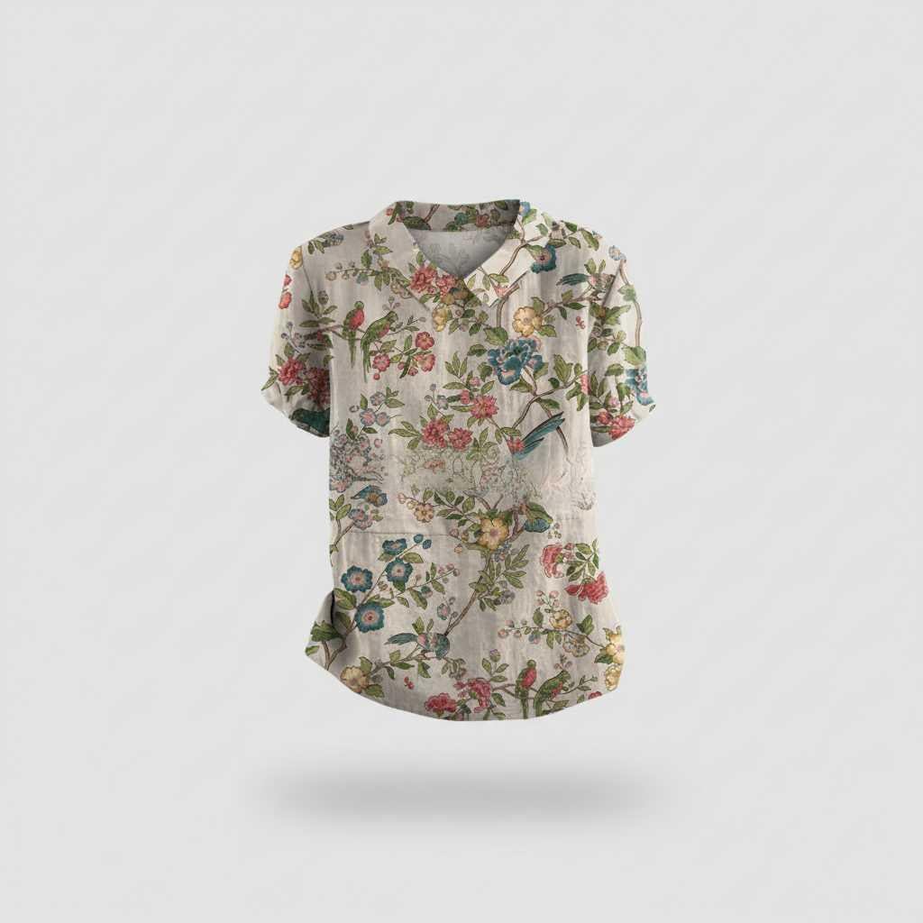 Floral Print Blouse with Vintage Flair — view 10