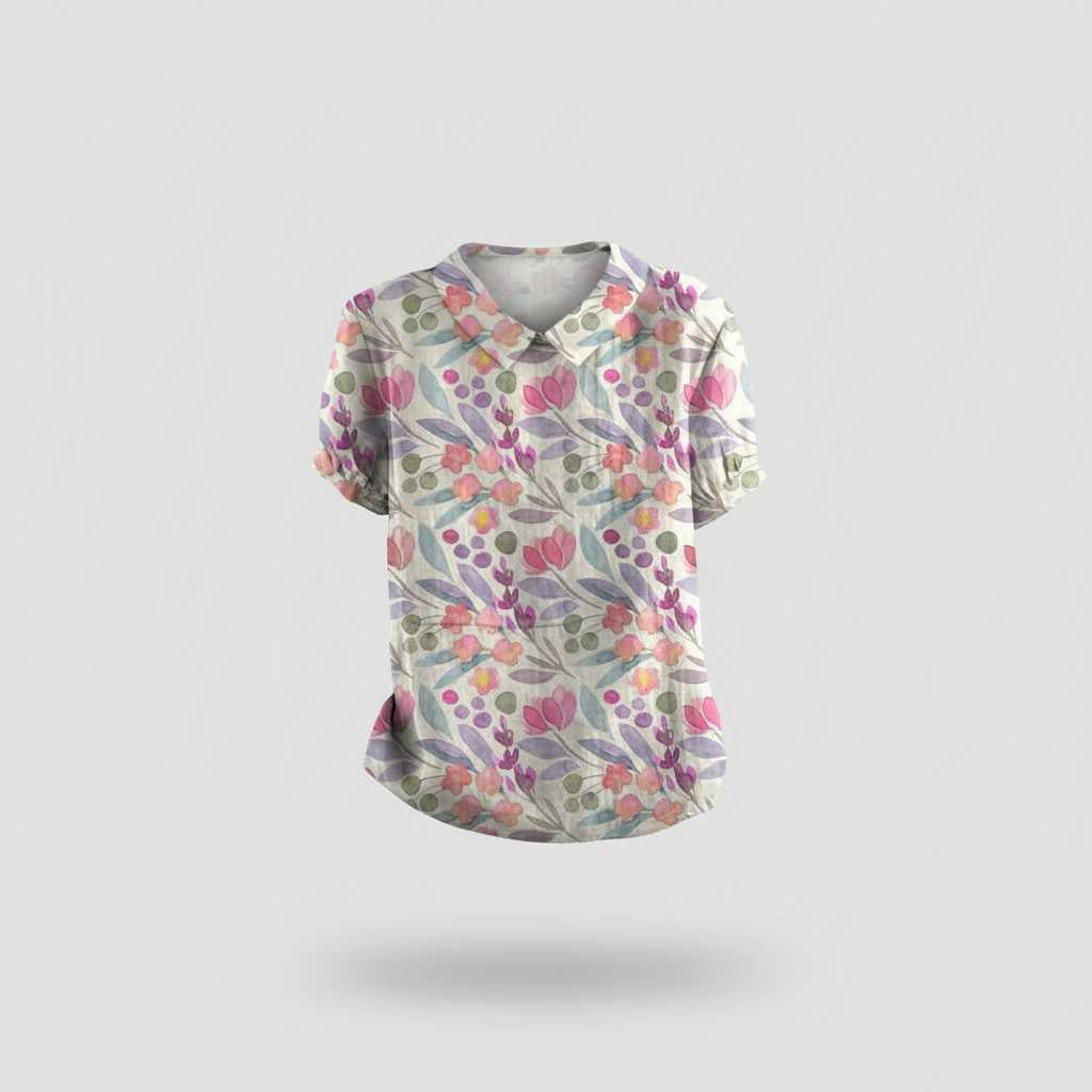 Floral Print Blouse with Vintage Flair — view 14