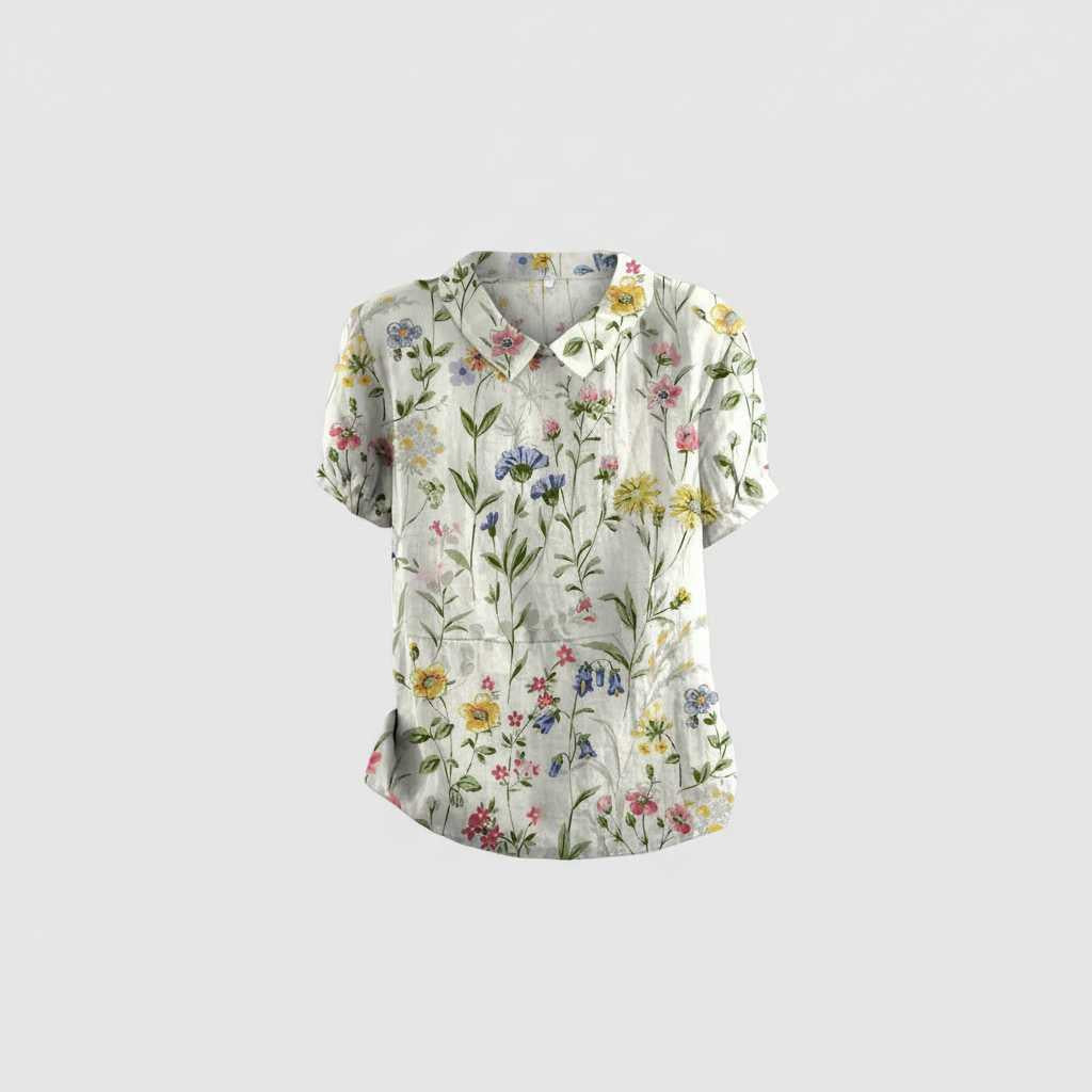 Floral Print Blouse with Vintage Flair — view 16