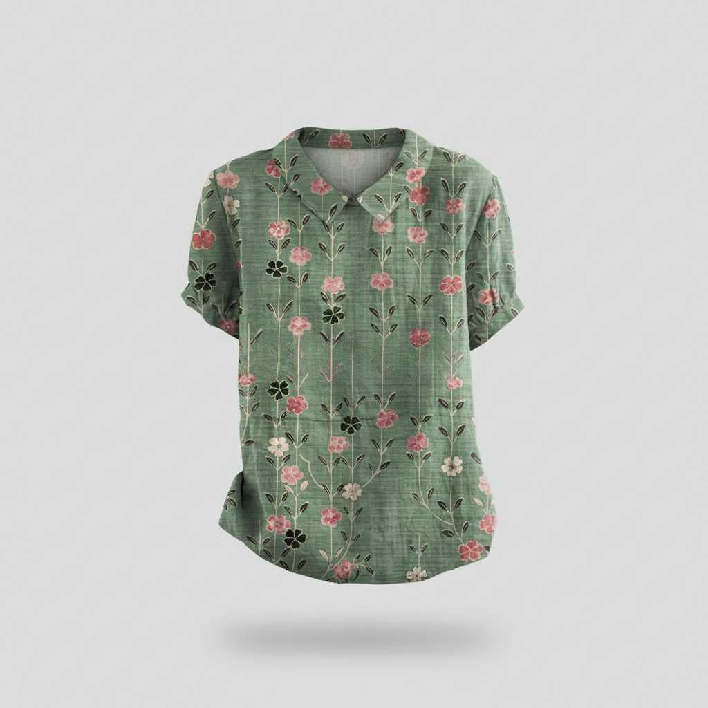 Floral Print Blouse with Vintage Flair — view 5