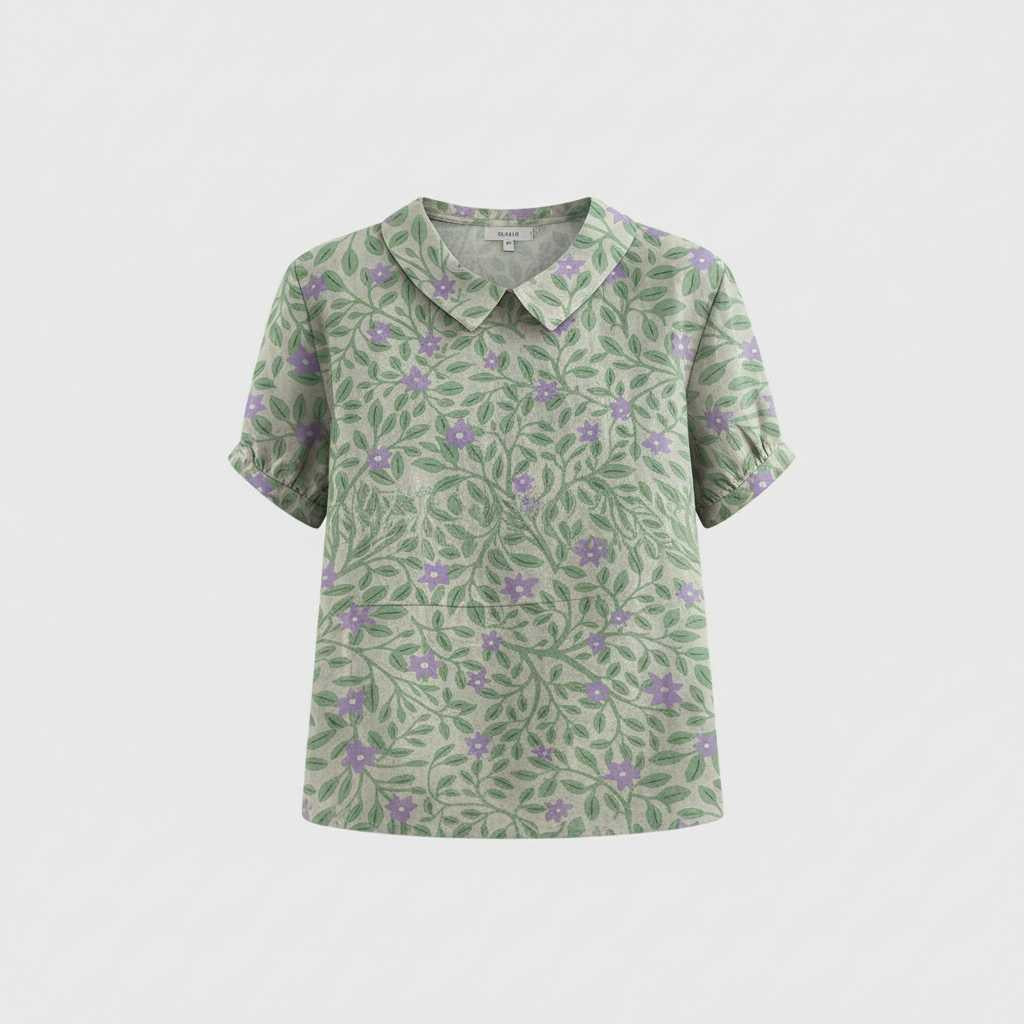 Floral Print Blouse with Vintage Flair — view 6