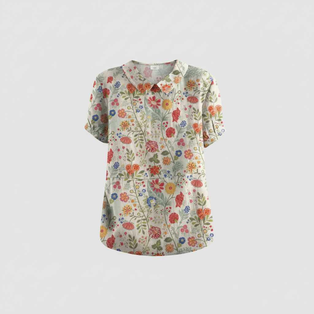 Floral Print Blouse with Vintage Flair — view 9