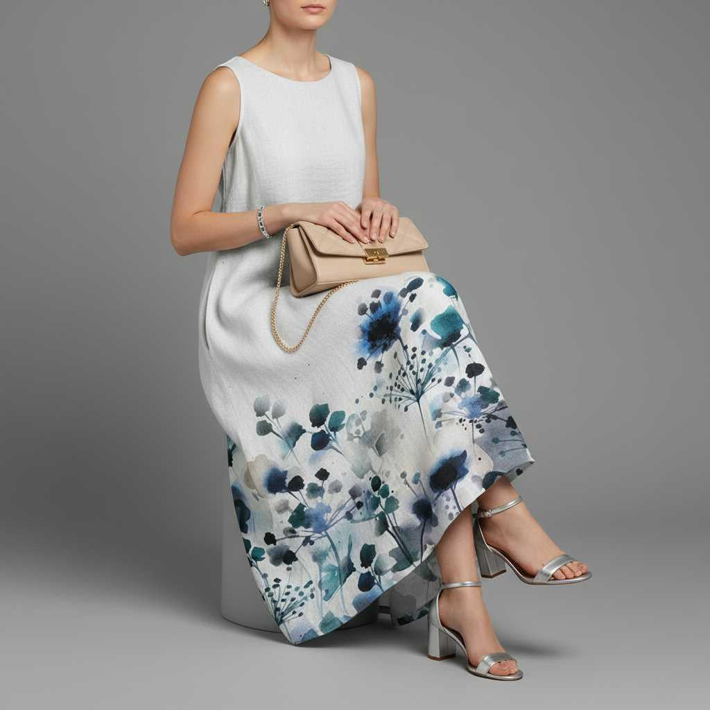 Garden Floral A-Line Midi Dress — view 3