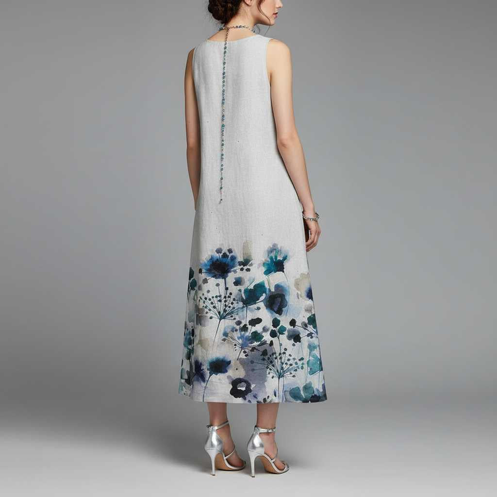 Garden Floral A-Line Midi Dress — view 5