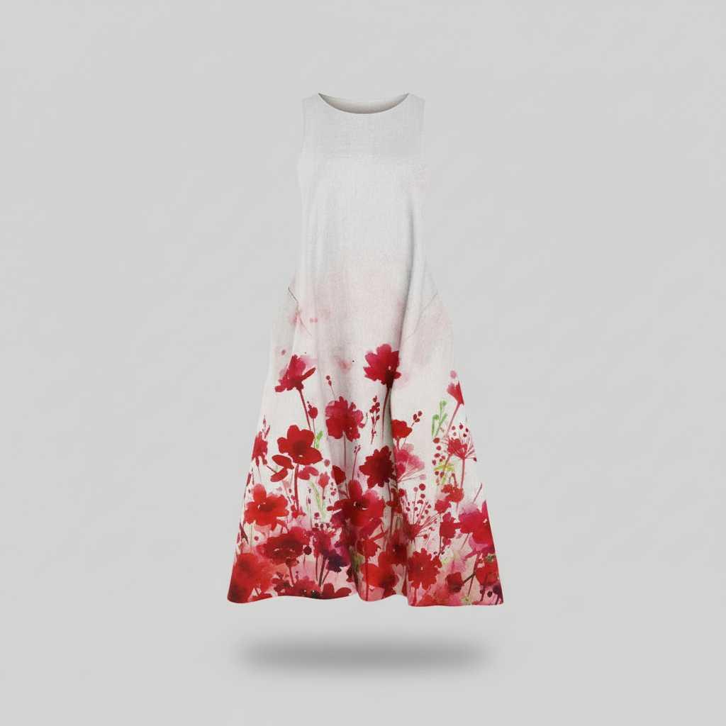Garden Floral A-Line Midi Dress — view 6