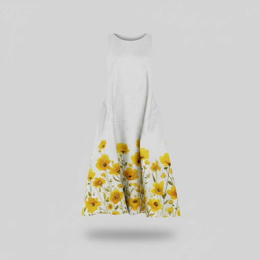 Garden Floral A-Line Midi Dress — view 7