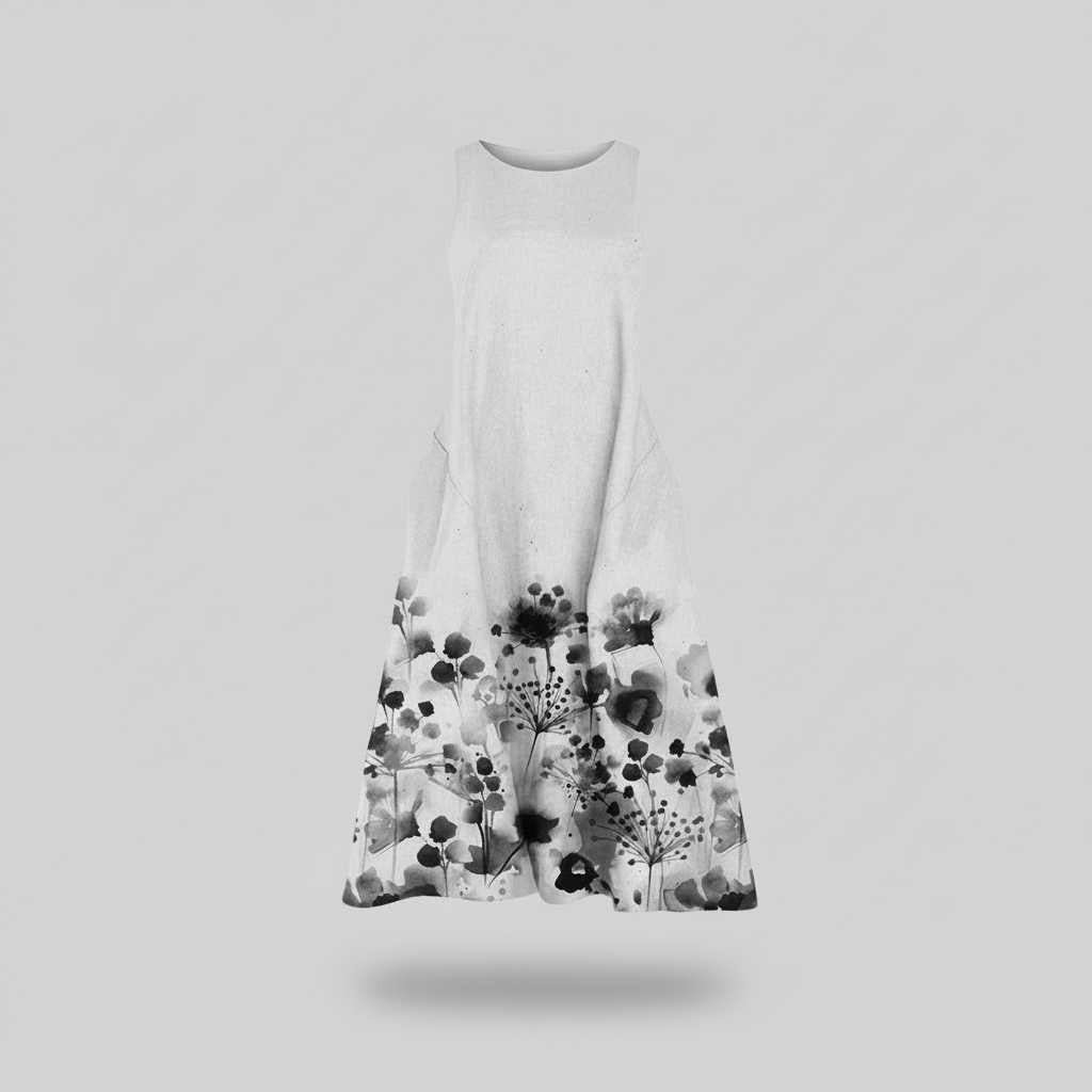 Garden Floral A-Line Midi Dress — view 8
