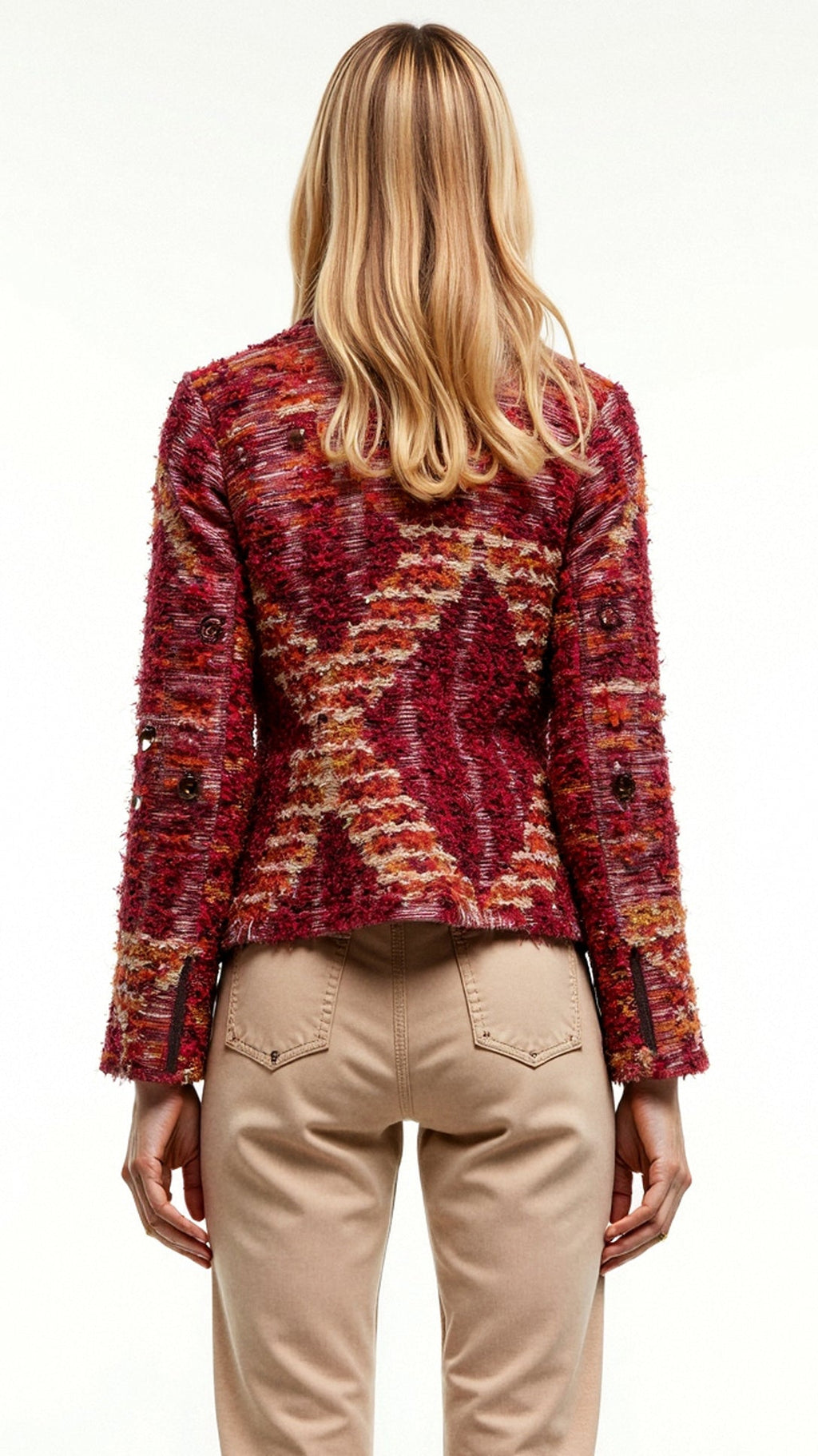 Gold-Button Boucle Cropped Jacket — view 4