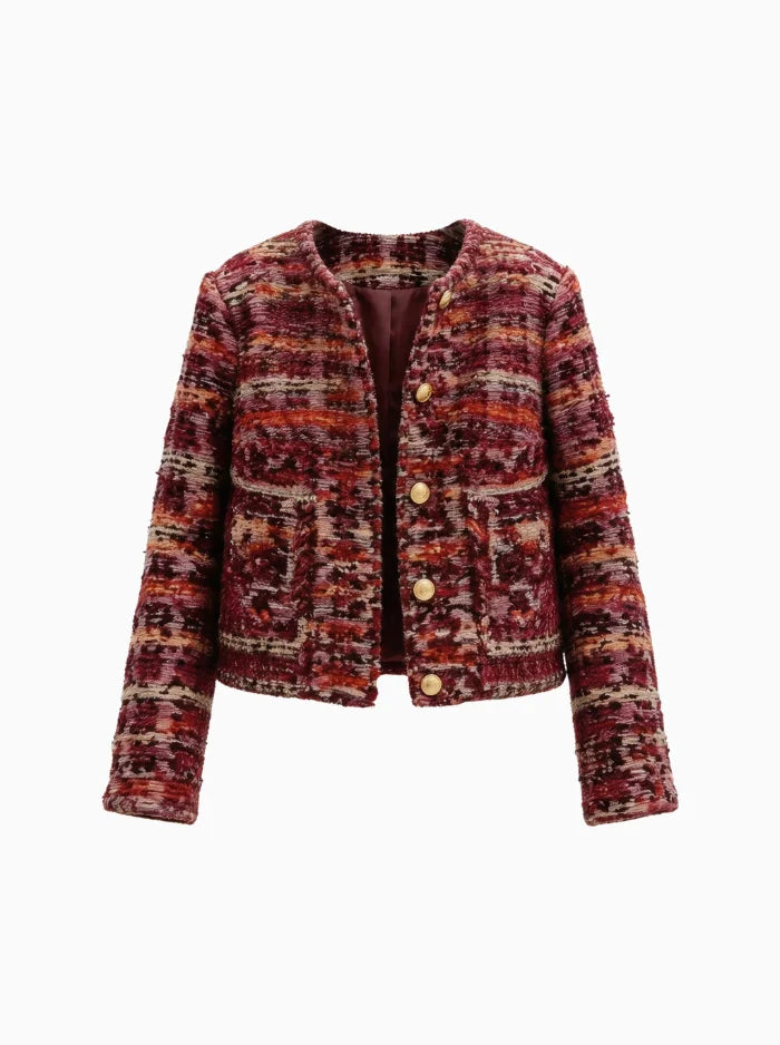 Gold-Button Boucle Cropped Jacket