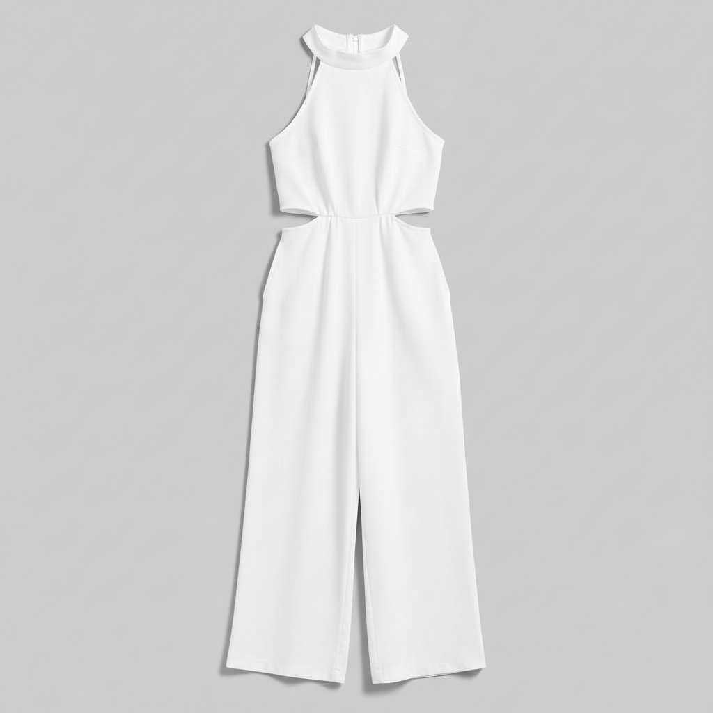 Halter Neck Jumpsuit with Wide-Leg Silhouette — view 4