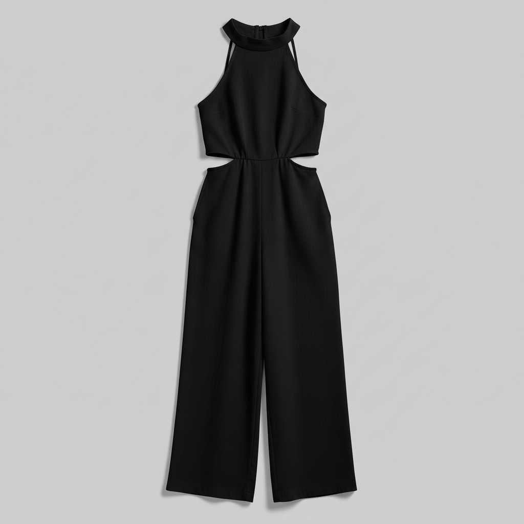 Halter Neck Jumpsuit with Wide-Leg Silhouette — view 5