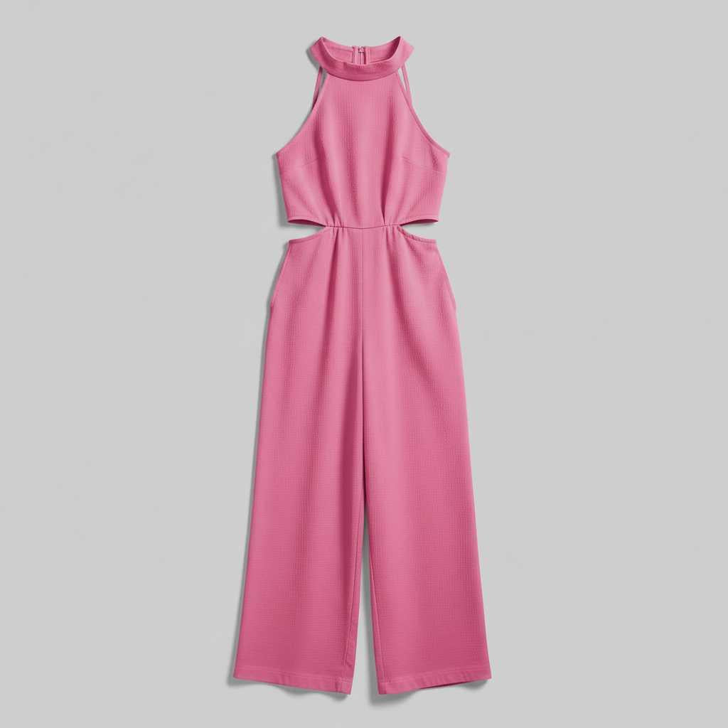 Halter Neck Jumpsuit with Wide-Leg Silhouette — view 7
