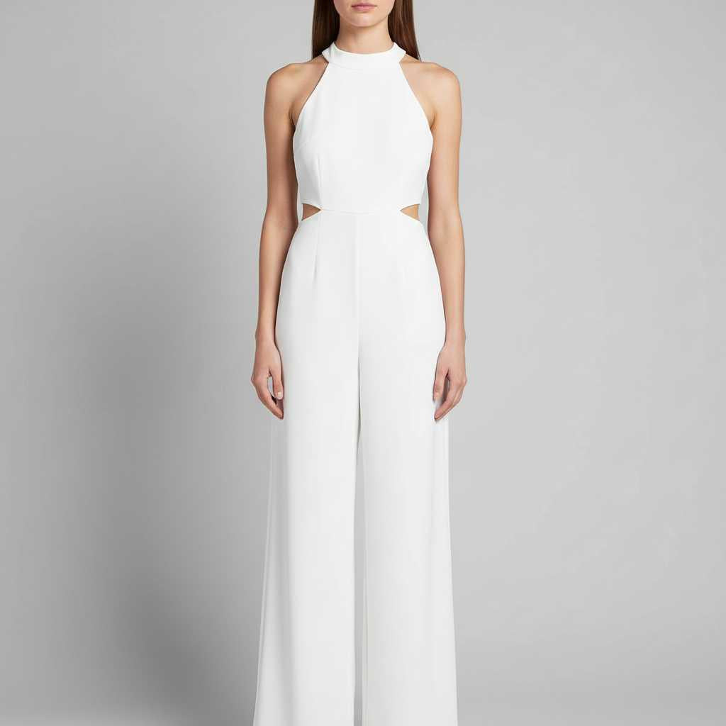 Halter Neck Jumpsuit with Wide-Leg Silhouette