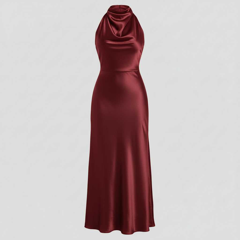 Halter-Neck Pleated Midi Dress — view 10