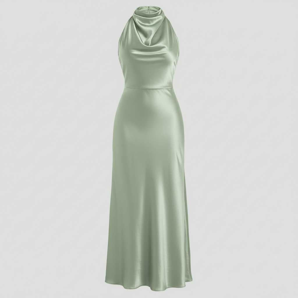 Halter-Neck Pleated Midi Dress — view 11