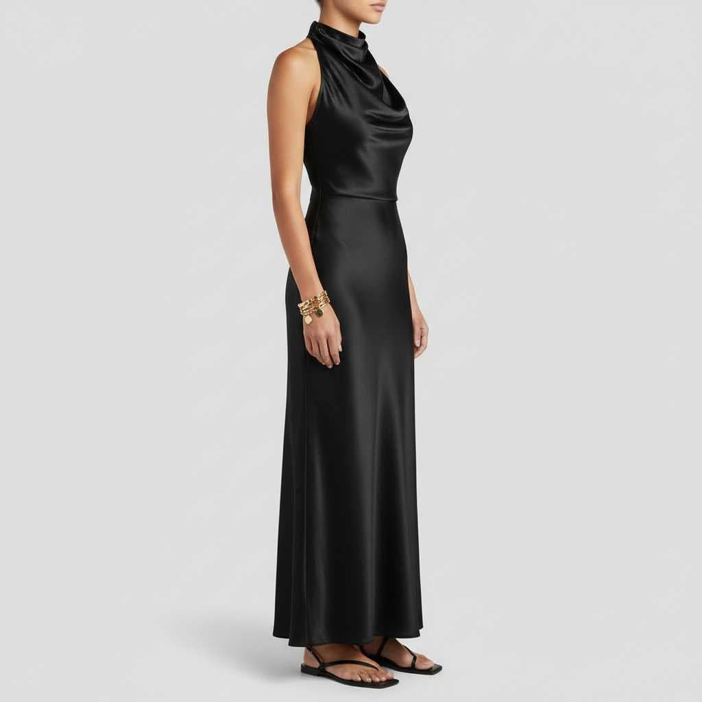 Halter-Neck Pleated Midi Dress — view 4