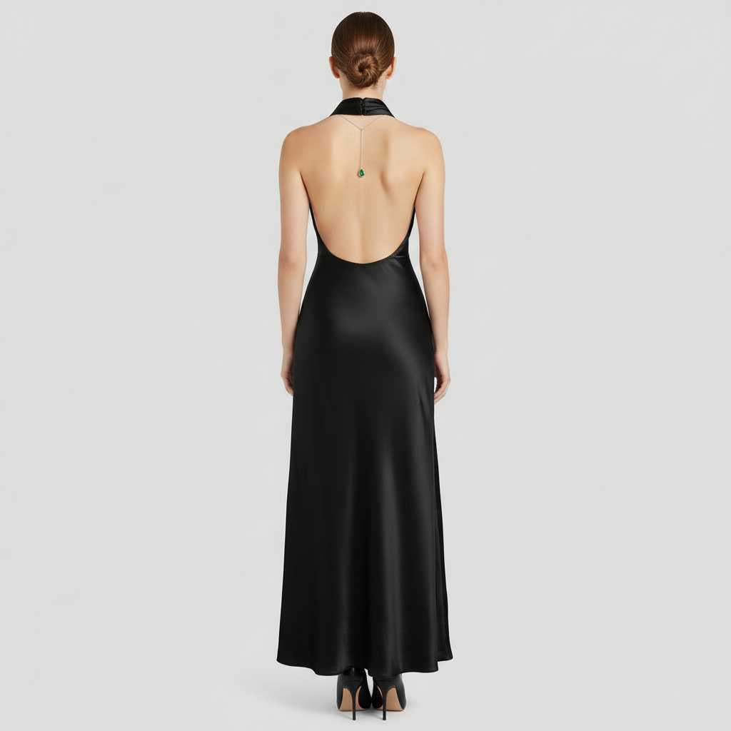 Halter-Neck Pleated Midi Dress — view 5