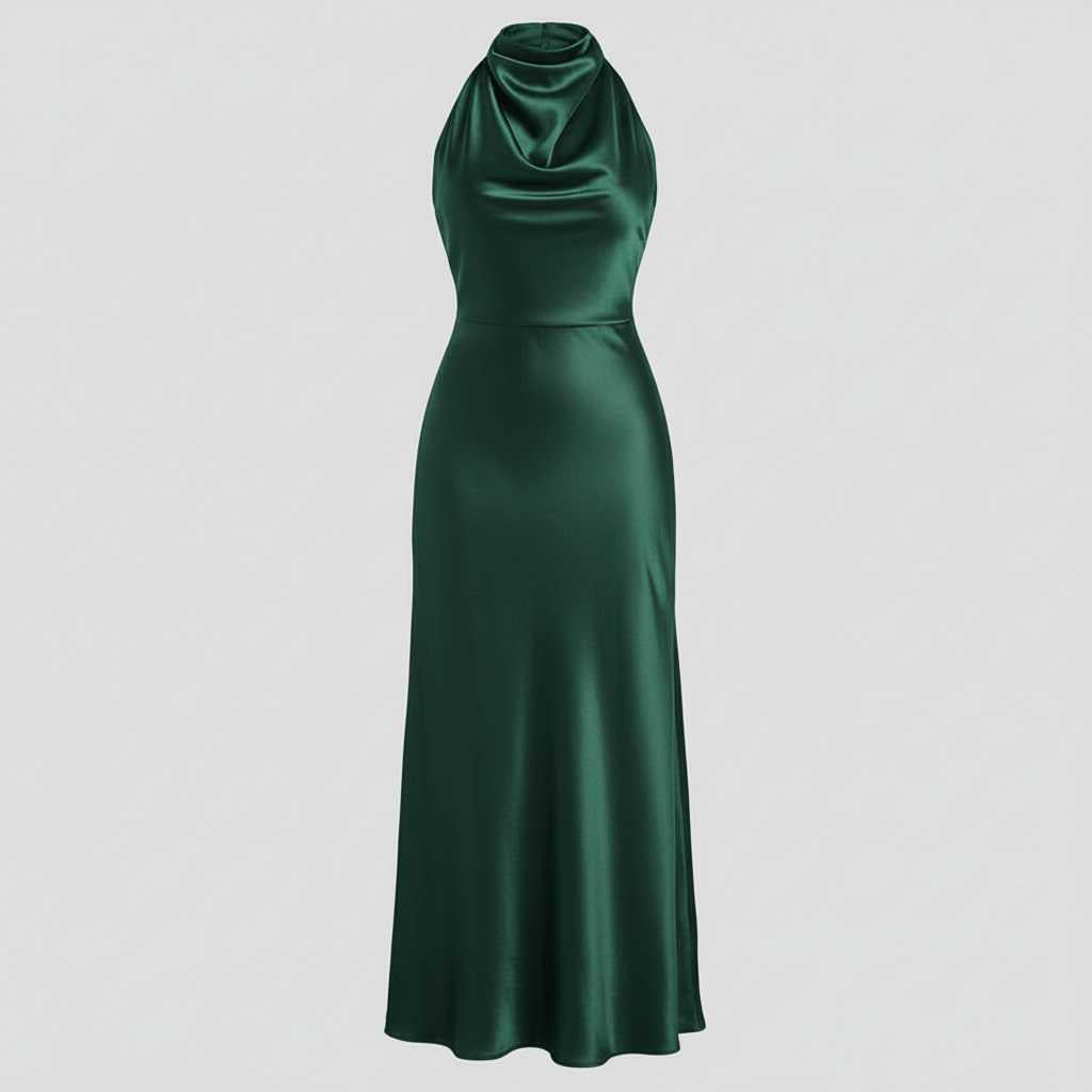 Halter-Neck Pleated Midi Dress — view 7