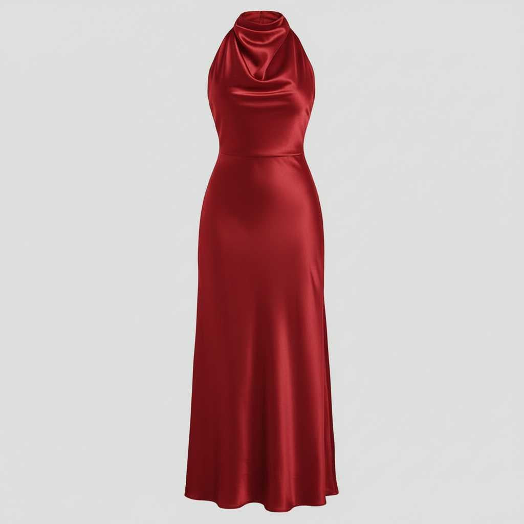 Halter-Neck Pleated Midi Dress — view 8