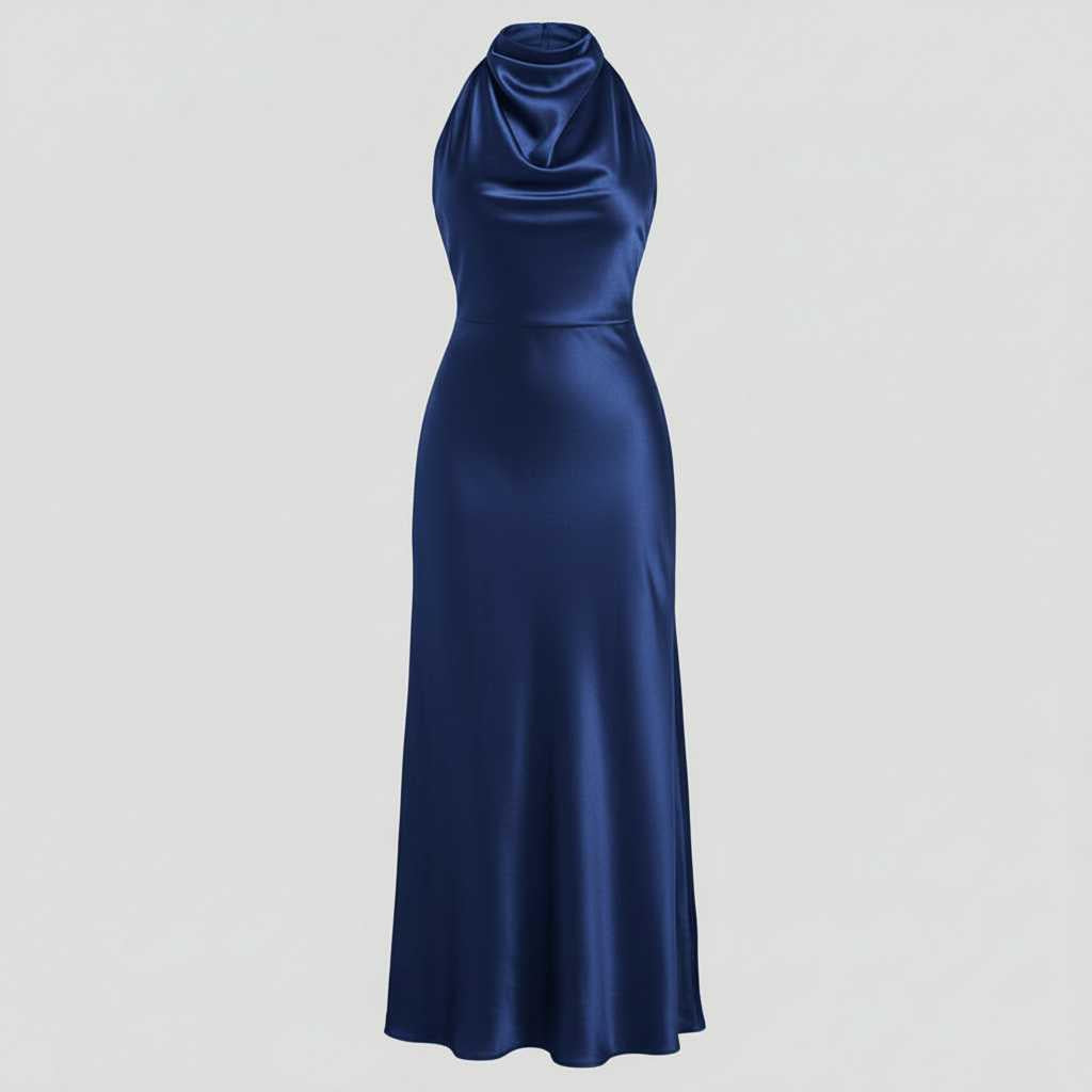 Halter-Neck Pleated Midi Dress — view 9