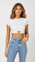 Heart Applique Fitted Crop Tee — view 2