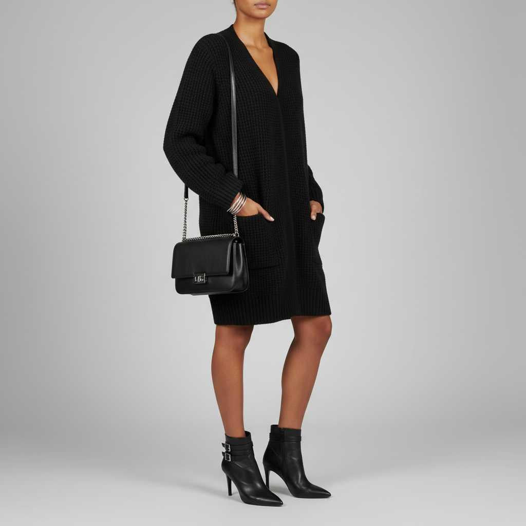 Longline Knit Cardigan in Soft Gray — view 2