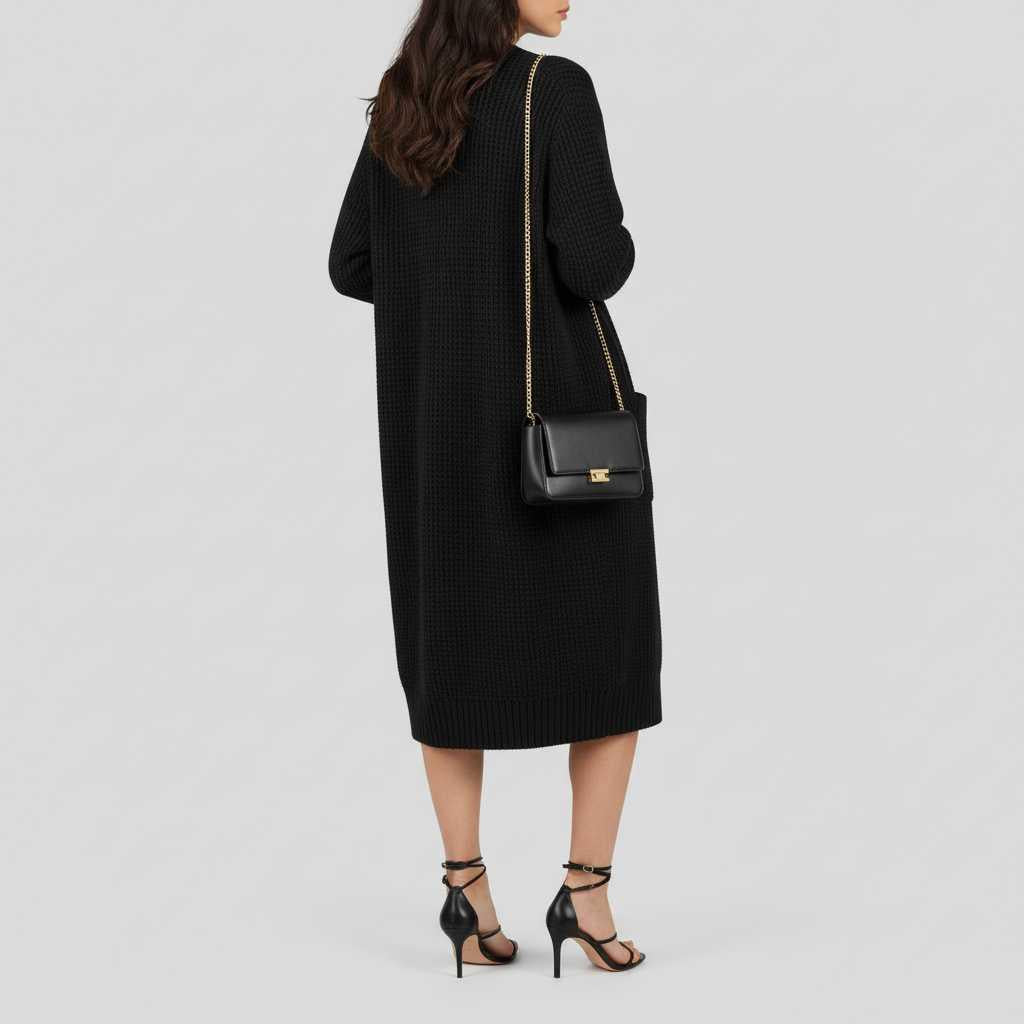 Longline Knit Cardigan in Soft Gray — view 4