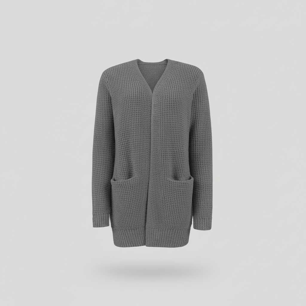 Longline Knit Cardigan in Soft Gray — view 7