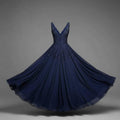 Midnight Navy Slip Gown with Thigh-High Slit — view 2