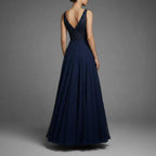 Midnight Navy Slip Gown with Thigh-High Slit — view 3