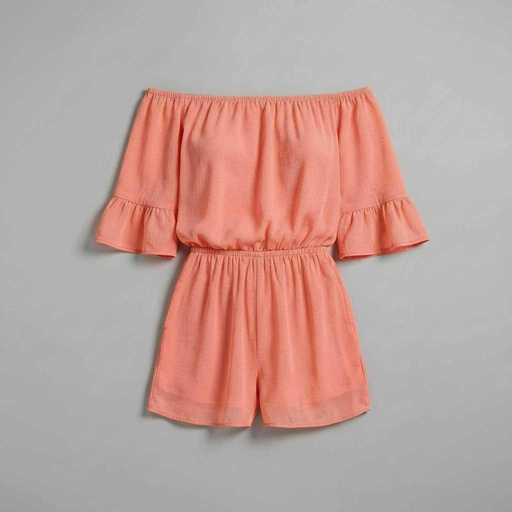 Off-Shoulder Chiffon Jumpsuit with Bell Sleeves — view 10