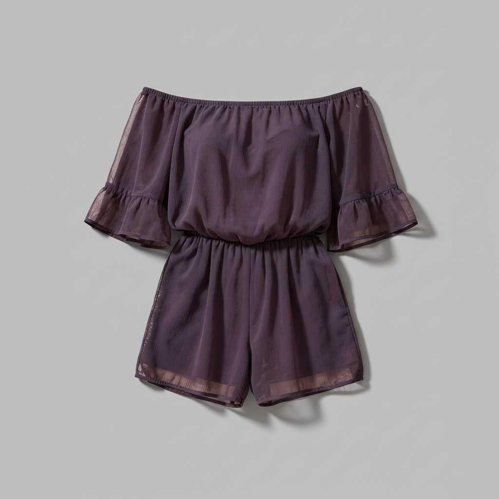 Off-Shoulder Chiffon Jumpsuit with Bell Sleeves — view 2