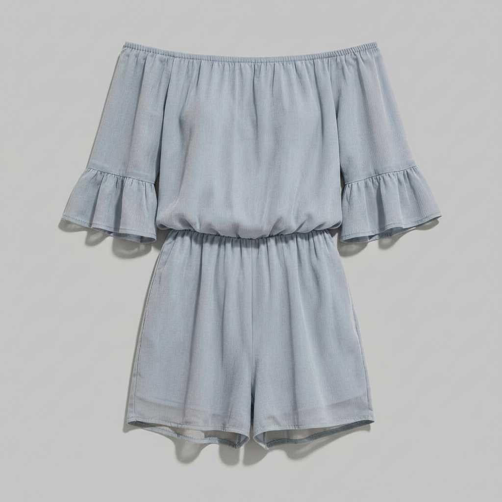 Off-Shoulder Chiffon Jumpsuit with Bell Sleeves — view 5